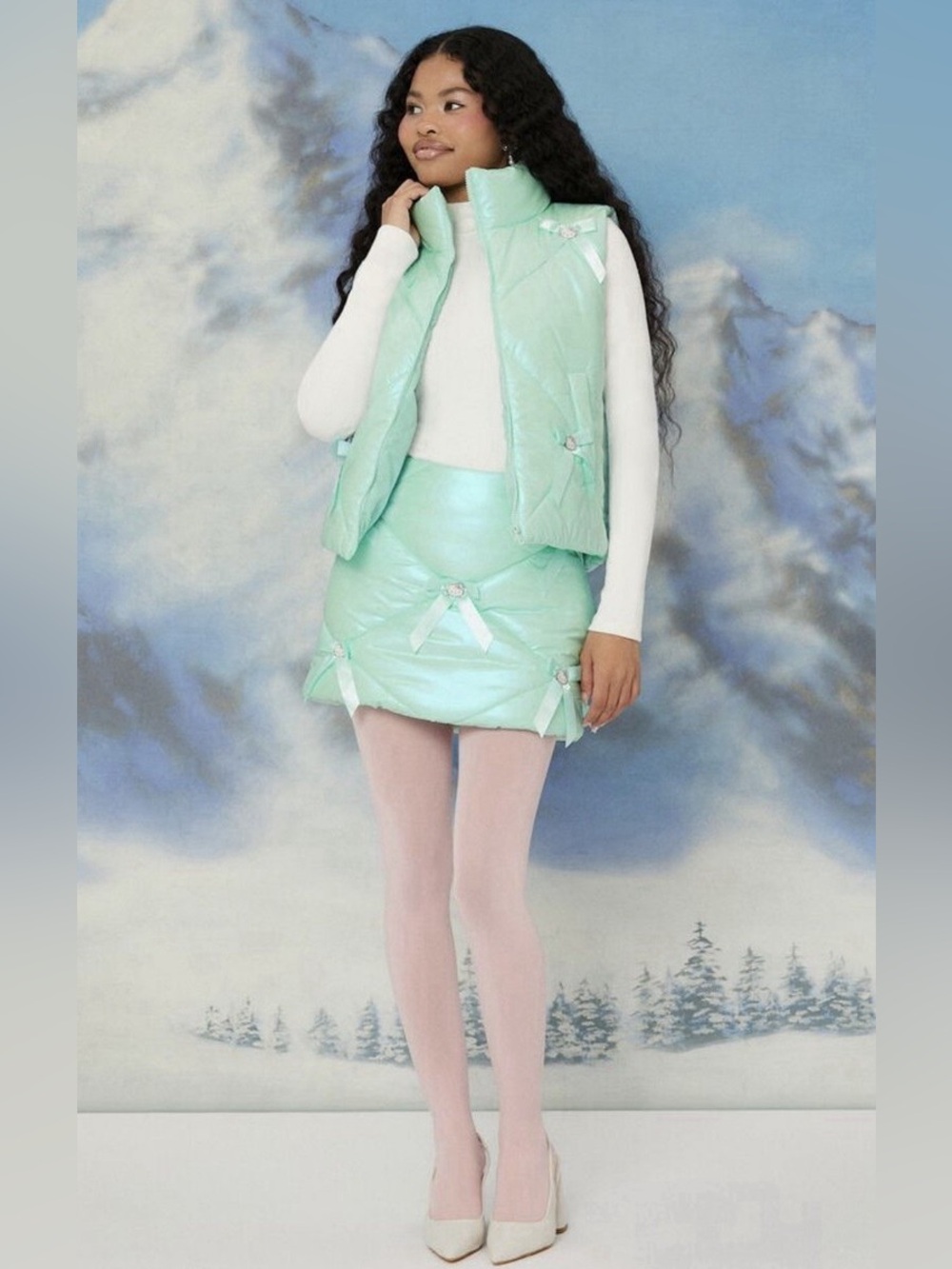 Forever 21 x Hello Kitty Mint Puffer Skirt Bows Charms Kawaii Sanrio Medium NWT